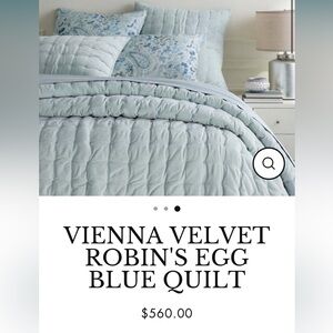 NWOT Pine Cone Hill / Annie Selke Vienna Velvet Quilt with 2 Pillow Shams